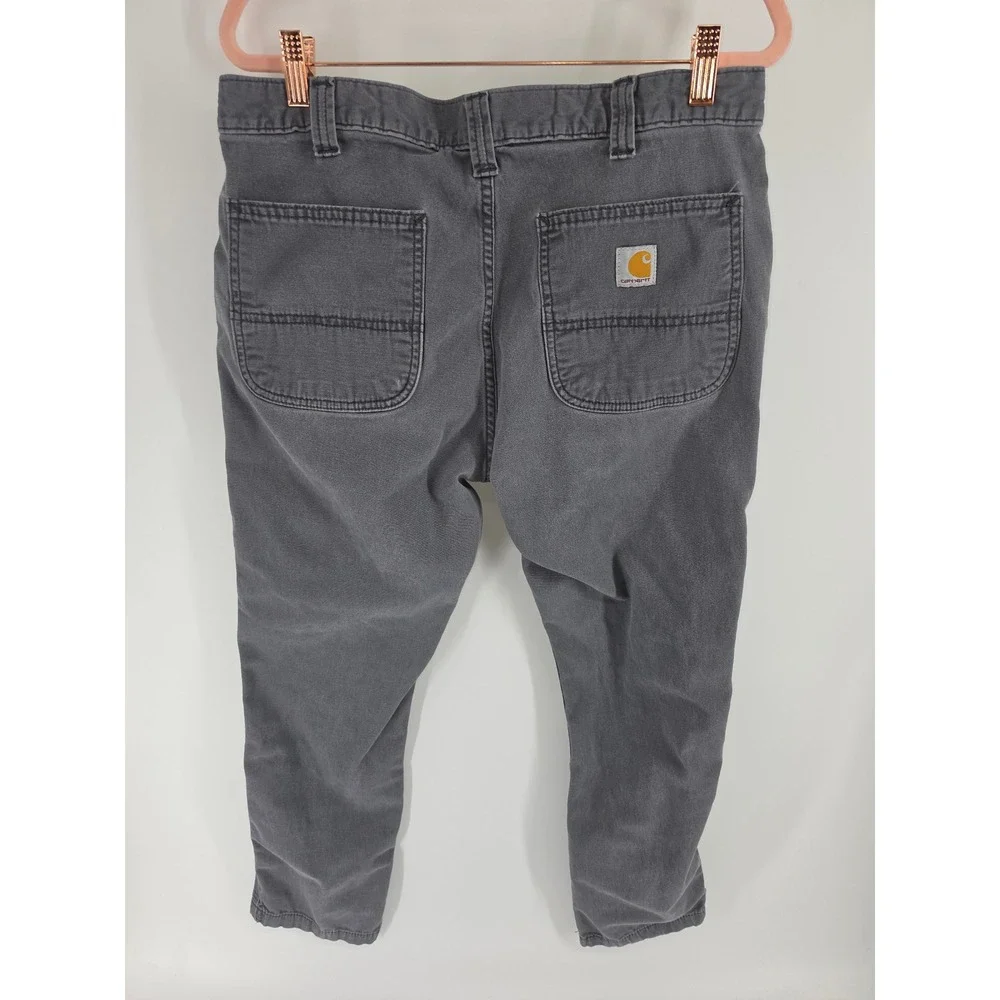Carhartt Mens Straight Fit Gray Canvas Work Pants 34x30 Utility Trousers